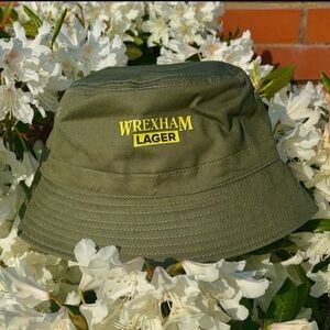 Official Wrexham Lager Beechfield Green Tan Reversible Bucket Hat | S/M
